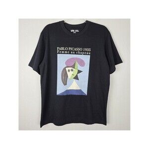 Uniqlo Pablo Picasso Graphic T-Shirt Short Sleeve Femme Au Chapeau Black Size L